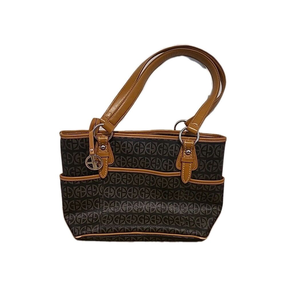 SALE!! Giani Bernini Women's Shoulder Hand Bag Purse Brown With Tan Trim